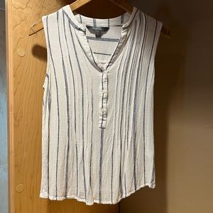 Marker&spruce, size m, sleeveless, white w/navy horizontal stripes, cotton top